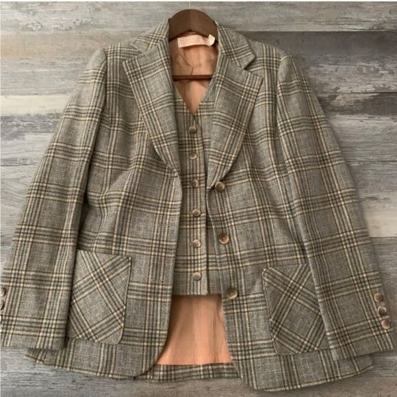 Pendleton Vintage Plaid Wool Blazer and Vest Size Medium - Picture 2 of 11